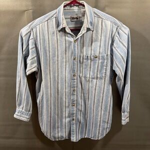 Basic Editions Men's Blue Striped Shirt Size L Long Sleeve / Read Description